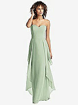 Front View Thumbnail - Celadon Strapless Chiffon Dress with Skirt Overlay