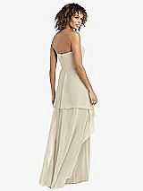 Rear View Thumbnail - Champagne Strapless Chiffon Dress with Skirt Overlay