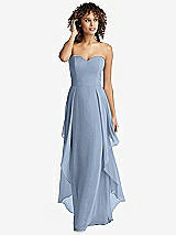 Front View Thumbnail - Cloudy Strapless Chiffon Dress with Skirt Overlay