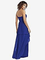 Rear View Thumbnail - Cobalt Blue Strapless Chiffon Dress with Skirt Overlay