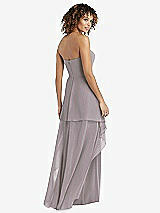 Rear View Thumbnail - Cashmere Gray Strapless Chiffon Dress with Skirt Overlay