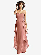 Front View Thumbnail - Desert Rose Strapless Chiffon Dress with Skirt Overlay