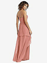 Rear View Thumbnail - Desert Rose Strapless Chiffon Dress with Skirt Overlay
