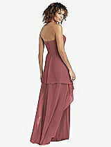 Rear View Thumbnail - English Rose Strapless Chiffon Dress with Skirt Overlay