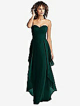 Front View Thumbnail - Evergreen Strapless Chiffon Dress with Skirt Overlay