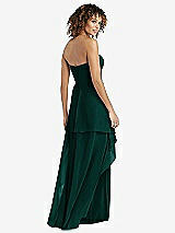 Rear View Thumbnail - Evergreen Strapless Chiffon Dress with Skirt Overlay
