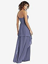 Rear View Thumbnail - French Blue Strapless Chiffon Dress with Skirt Overlay