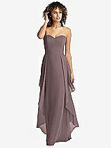 Front View Thumbnail - French Truffle Strapless Chiffon Dress with Skirt Overlay