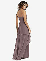 Rear View Thumbnail - French Truffle Strapless Chiffon Dress with Skirt Overlay
