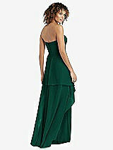 Rear View Thumbnail - Hunter Green Strapless Chiffon Dress with Skirt Overlay