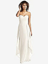 Front View Thumbnail - Ivory Strapless Chiffon Dress with Skirt Overlay