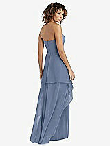 Rear View Thumbnail - Larkspur Blue Strapless Chiffon Dress with Skirt Overlay
