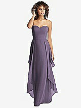 Front View Thumbnail - Lavender Strapless Chiffon Dress with Skirt Overlay