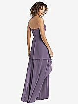 Rear View Thumbnail - Lavender Strapless Chiffon Dress with Skirt Overlay