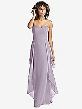 Front View Thumbnail - Lilac Haze Strapless Chiffon Dress with Skirt Overlay