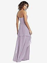 Rear View Thumbnail - Lilac Haze Strapless Chiffon Dress with Skirt Overlay