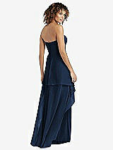 Rear View Thumbnail - Midnight Navy Strapless Chiffon Dress with Skirt Overlay