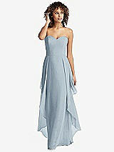 Front View Thumbnail - Mist Strapless Chiffon Dress with Skirt Overlay