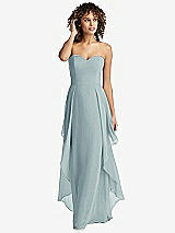 Front View Thumbnail - Morning Sky Strapless Chiffon Dress with Skirt Overlay