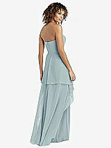 Rear View Thumbnail - Morning Sky Strapless Chiffon Dress with Skirt Overlay