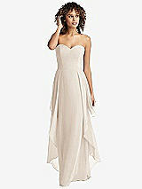 Front View Thumbnail - Oat Strapless Chiffon Dress with Skirt Overlay