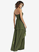 Rear View Thumbnail - Olive Green Strapless Chiffon Dress with Skirt Overlay