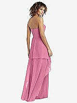 Rear View Thumbnail - Orchid Pink Strapless Chiffon Dress with Skirt Overlay