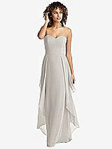 Front View Thumbnail - Oyster Strapless Chiffon Dress with Skirt Overlay