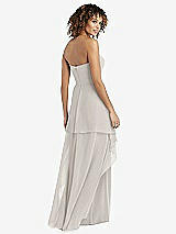 Rear View Thumbnail - Oyster Strapless Chiffon Dress with Skirt Overlay