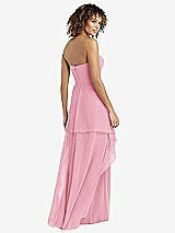 Rear View Thumbnail - Peony Pink Strapless Chiffon Dress with Skirt Overlay