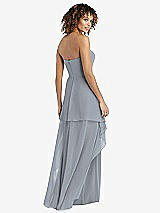 Rear View Thumbnail - Platinum Strapless Chiffon Dress with Skirt Overlay