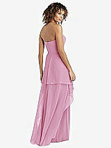 Rear View Thumbnail - Powder Pink Strapless Chiffon Dress with Skirt Overlay