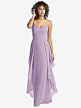 Front View Thumbnail - Pale Purple Strapless Chiffon Dress with Skirt Overlay