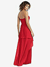Rear View Thumbnail - Parisian Red Strapless Chiffon Dress with Skirt Overlay