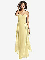 Front View Thumbnail - Pale Yellow Strapless Chiffon Dress with Skirt Overlay