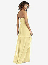 Rear View Thumbnail - Pale Yellow Strapless Chiffon Dress with Skirt Overlay