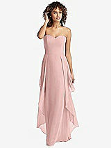 Front View Thumbnail - Rose - PANTONE Rose Quartz Strapless Chiffon Dress with Skirt Overlay