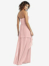 Rear View Thumbnail - Rose - PANTONE Rose Quartz Strapless Chiffon Dress with Skirt Overlay