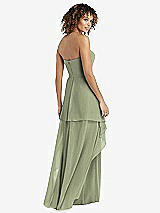 Rear View Thumbnail - Sage Strapless Chiffon Dress with Skirt Overlay