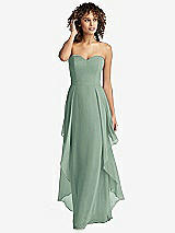 Front View Thumbnail - Seagrass Strapless Chiffon Dress with Skirt Overlay