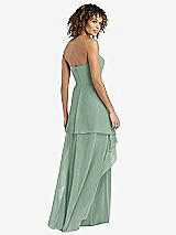 Rear View Thumbnail - Seagrass Strapless Chiffon Dress with Skirt Overlay