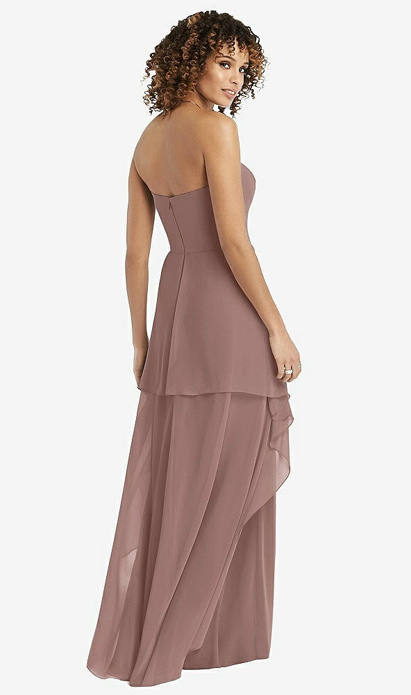 Back View - Sienna Strapless Chiffon Dress with Skirt Overlay