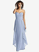 Front View Thumbnail - Sky Blue Strapless Chiffon Dress with Skirt Overlay