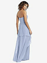 Rear View Thumbnail - Sky Blue Strapless Chiffon Dress with Skirt Overlay