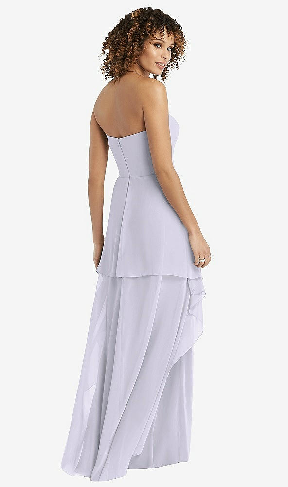 Back View - Silver Dove Strapless Chiffon Dress with Skirt Overlay