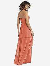 Rear View Thumbnail - Terracotta Copper Strapless Chiffon Dress with Skirt Overlay