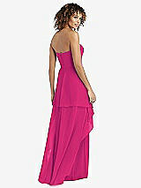 Rear View Thumbnail - Think Pink Strapless Chiffon Dress with Skirt Overlay