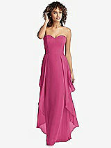 Front View Thumbnail - Tea Rose Strapless Chiffon Dress with Skirt Overlay