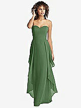 Front View Thumbnail - Vineyard Green Strapless Chiffon Dress with Skirt Overlay