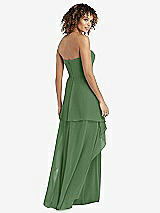 Rear View Thumbnail - Vineyard Green Strapless Chiffon Dress with Skirt Overlay